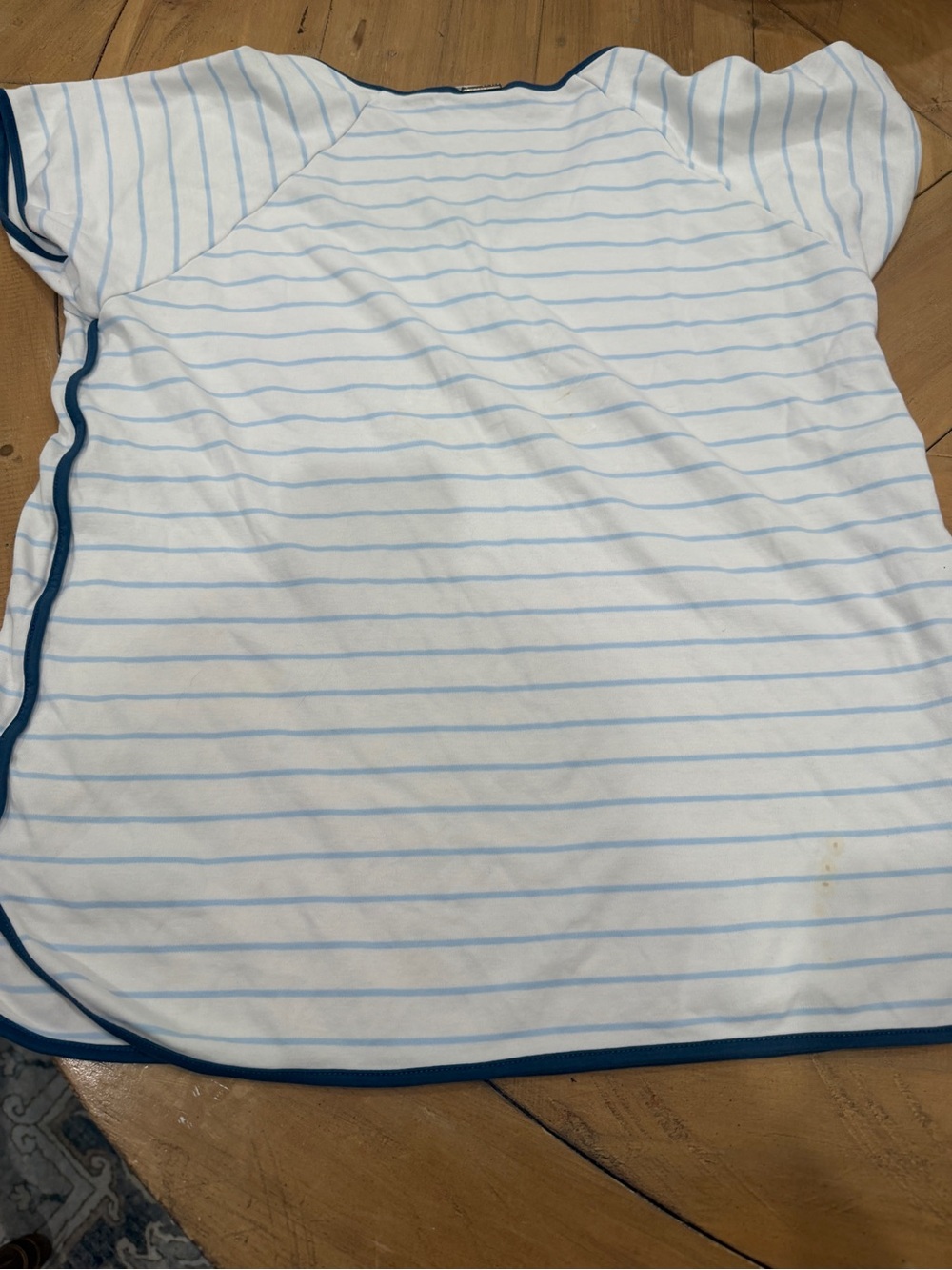 Lake Blue-Trim White Striped Pajama Set Medium - Picture 7 of 11